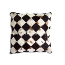 Natural Leath Cowhide Patch Decoration Cushions